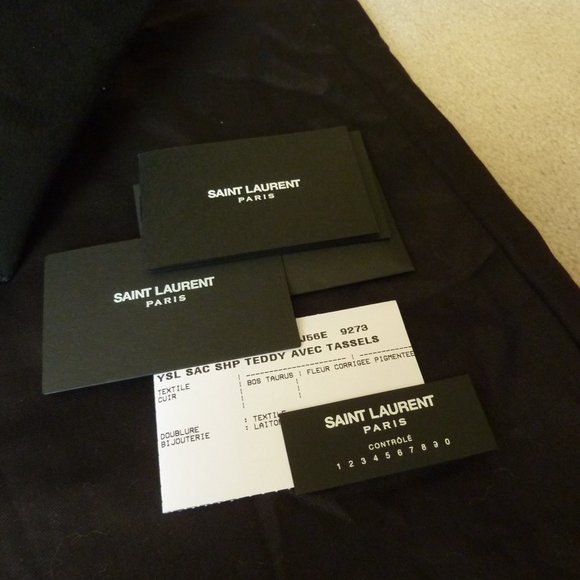 SAINT LAURENT 'Teddy' Medium Canvas/Leather Drawstring Shopping Tote Bag (NEW) - Picture 7 of 15